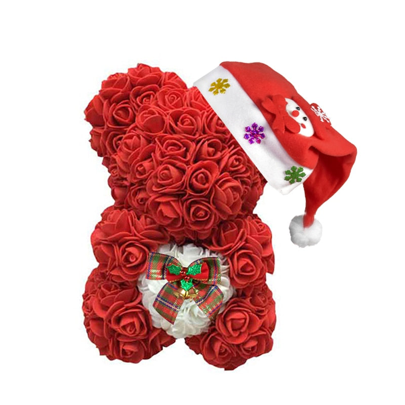 Christmas Gift for Kids&amp;women Artificial PE Rose Teddy Bear of Roses with Crown Valentine&#39;s Day Wedding Love Xmas Gifts for Girl - Executive-Skincare