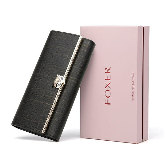 FOXER Women Fashion Valentine  Day Gift Wallet Female Cowhide Clutch Bag Card Holder Lady Luxury Coin Purse Chic Evening Bags - Executive-Skincare