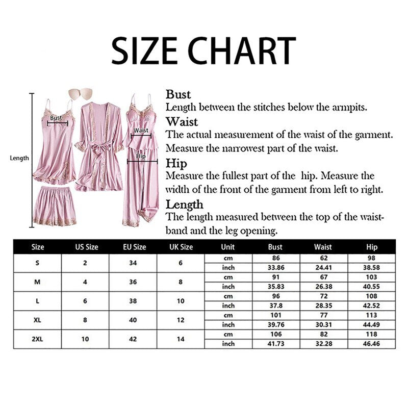 5pcs Silk Robe Set Women Lace Pajamas Gown Set V-Neck Nighties Wear Home Nightwear Pijama Sleepsuit Spring Nightdress