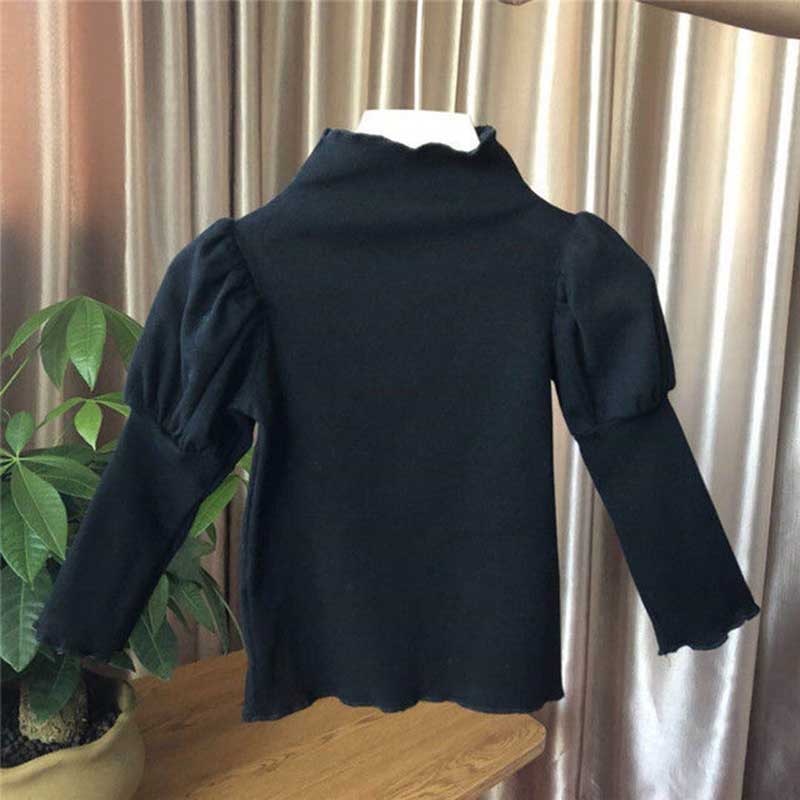 Height 86-135CM 2020 Girls High-Neck Bottoming T-Shirt Children&#39;s Bubble Sleeve Casual Korean Trend Clothing - Executive-Skincare