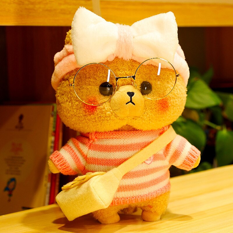 1pc 35cm Lovely Teddy Bear Plush Toys Kawaii Bears with Hat Glasses Cloth Dolls Stuffed Soft Pillow for Girlfriend Baby Present - Executive-Skincare