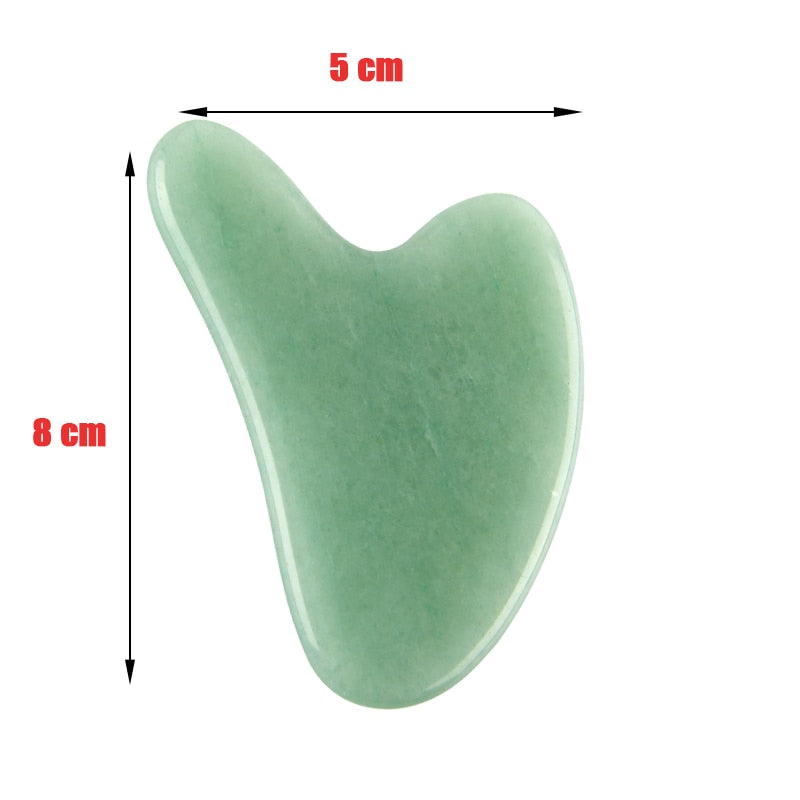 Natural Stone Jade Gouache Scraper Rose Quartz Facial Gua Sha Tools Neck Massager for Face Lifting Wrinkle Remover Beauty Health - Executive-Skincare