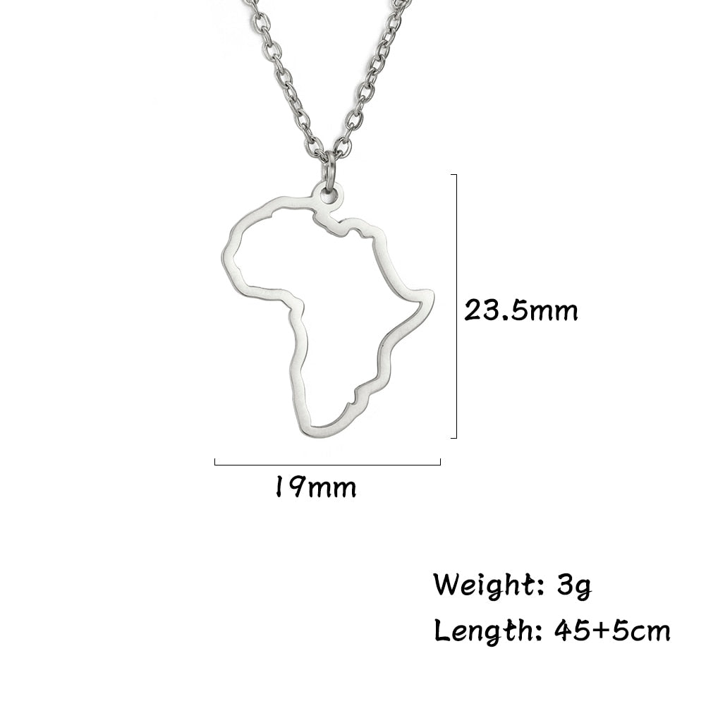 MyShape African Map Pendant Necklaces For Women Men Gold Color South Africa Stainless Steel Necklace Choker African Jewelry Gift - Executive-Skincare