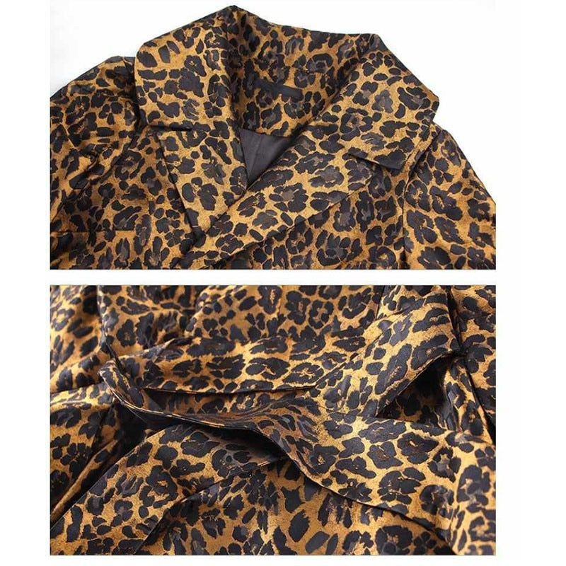 Women&#39;s Trench Coat Leopard Long Sleeve Coat Women 2021 Spring Autumn New Fashion Elegant Long Female Casual Windbreaker Lu2005 - Executive-Skincare