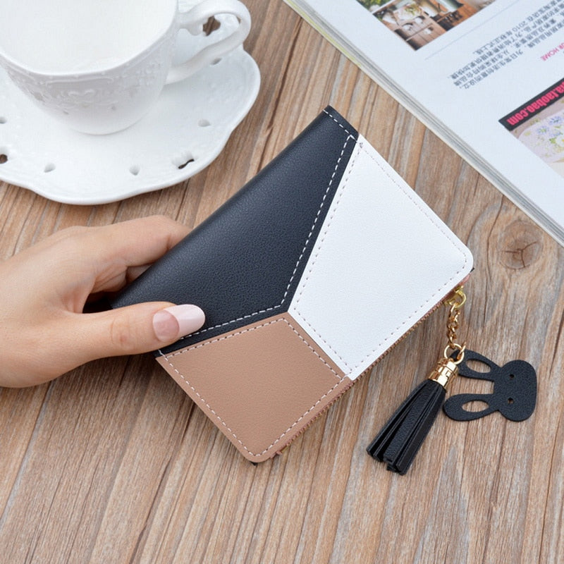 New Women Fashionable Short Zipper Coin Purses Ladies Lovely Clutch Wallet Female Credit Card Holder Girls Pu Leather Wallets - Executive-Skincare