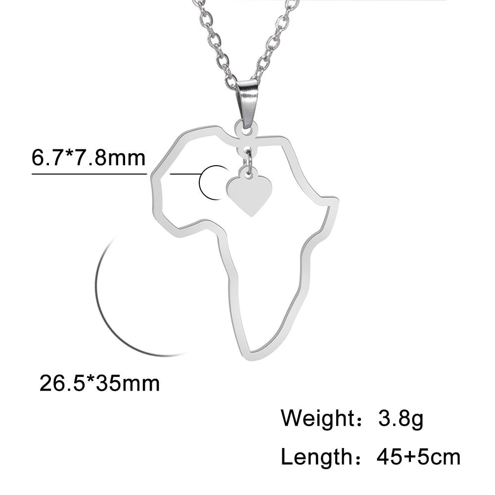 MyShape African Map Pendant Necklaces For Women Men Gold Color South Africa Stainless Steel Necklace Choker African Jewelry Gift - Executive-Skincare