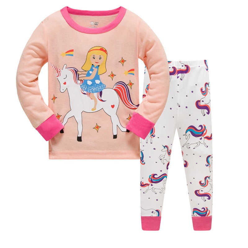 Unicorn Girls Pajamas Set Kids Baby Spring Autumn Sweet Suit Cartoon Infantil Children Sleepwear Clothes - Executive-Skincare