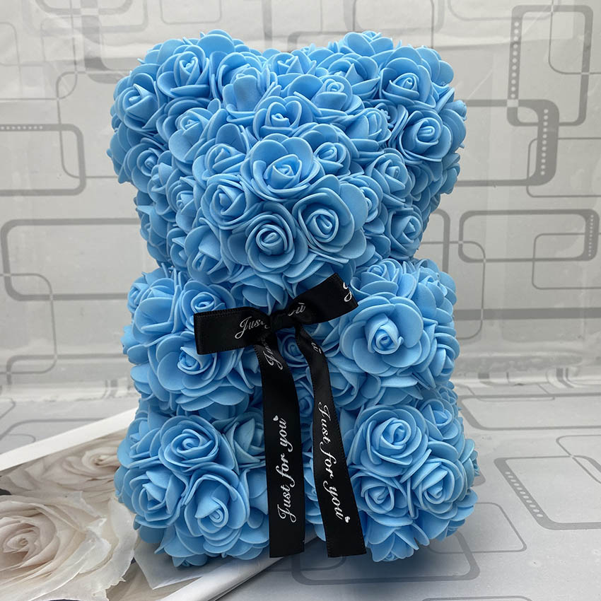 25 cm high roses bear Valentine&#39;s Day teddy bears 14 colors Holiday High-grade DIY gifts Christmas gift wedding decoration - Executive-Skincare