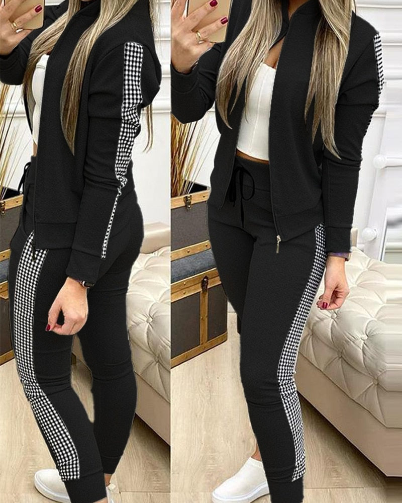 Trend Leopard 2 Two Piece Set Women Outfits Activewear Zipper Top Leggings Women Matching Set Tracksuit Female Outfits for Women - Executive-Skincare