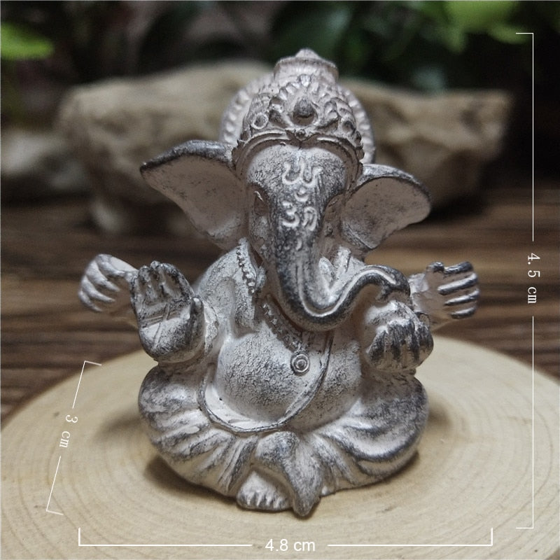 Gold Lord Ganesha Buddha Statue Elephant God Sculptures Ganesh Figurines Man-made Stone Home Garden Buddha Decoration Statues - Executive-Skincare