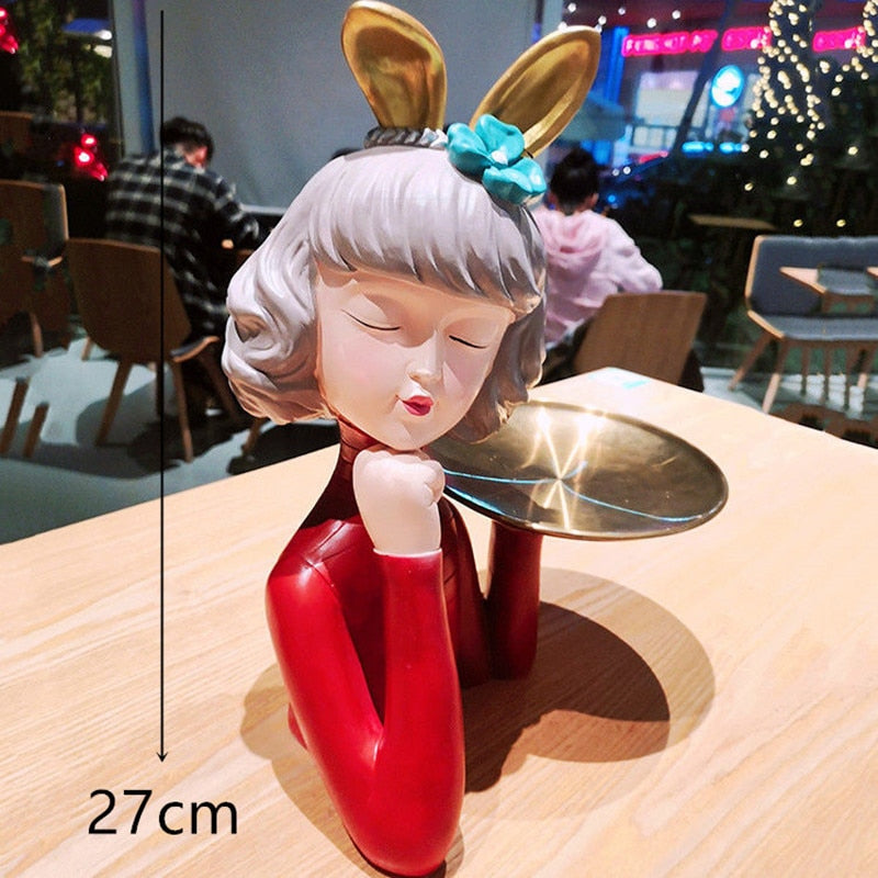 Cute creative Bouquet Girl Ornaments Sculpture Statue gifts Living Room TV cabinet Flower arrangement Modern Home Decoration - Executive-Skincare