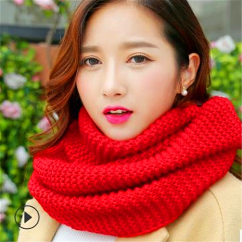 Winter new han edition scarves knitting wool collar woman with thick warm pure color 2 trap head scarf CN009 - Executive-Skincare