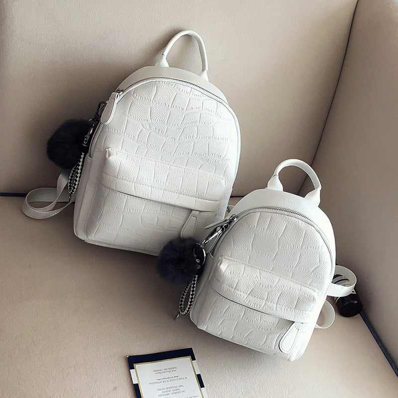 Mini Backpacks Women PU Leather Cute Small Backpack Female White Back Pack Black Backpacks For Teen Girls Fashion Bagpack Woman - Executive-Skincare