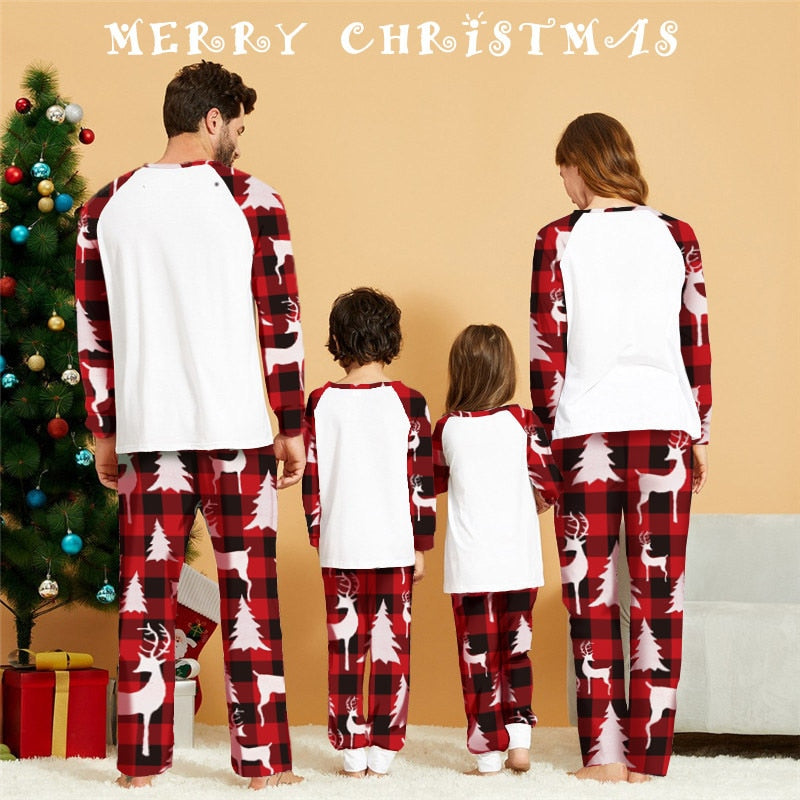 Xmas Family Matching Pajamas 2021 Christmas Elk Printed Father Mother Kids Mathing Clothes Set Baby Jumpsuit Pyjamas Homewear - Executive-Skincare