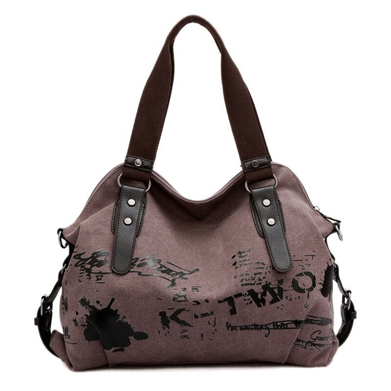 Vintage Graffiti Women Bag Canvas Handbag Female Famous Designer Shoulder Bag Ladies Tote Large Crossbody Sac a Main bolsos Muje - Executive-Skincare