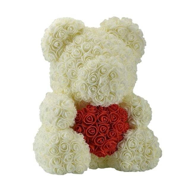 Rose Bear 40cm    Teddy Bear with Heart for Women Gift       Bear With  Flower - Executive-Skincare