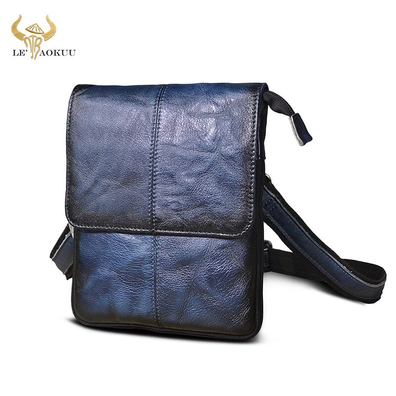 Fashion Quality Leather Multifunction Casual 8&quot; Pad Cross-body Bag Slim Satchel Messenger Bag Bum Pouch Waist Belt Pack 8713-bu - Executive-Skincare