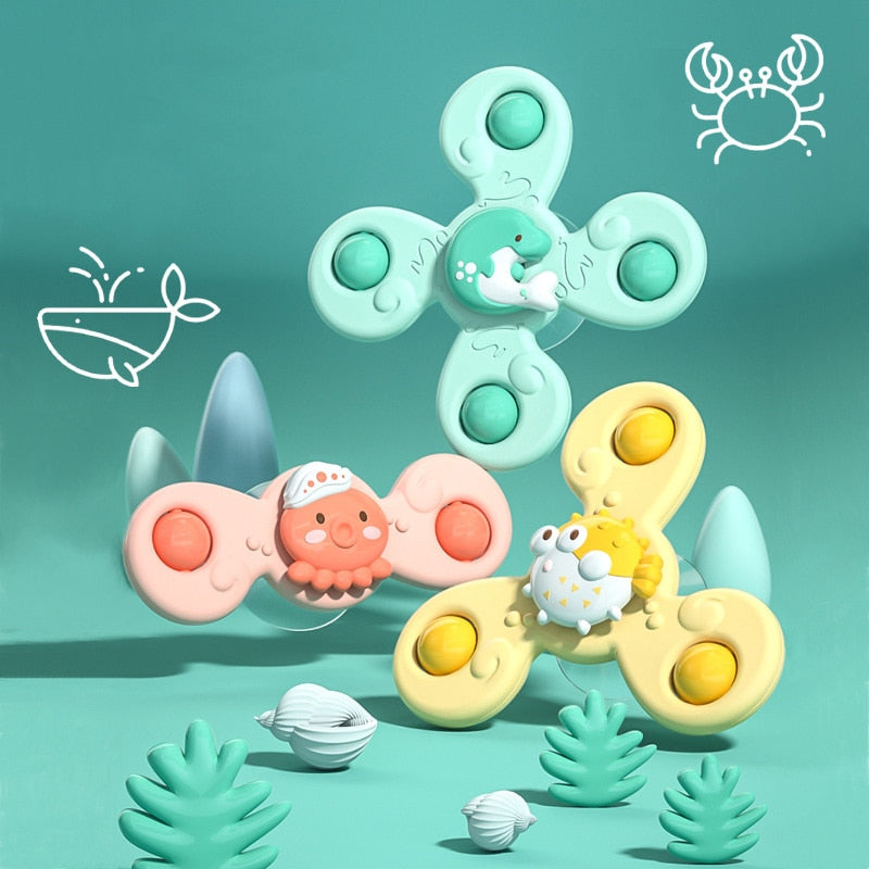 Suction Cups Spinning Top Toy For Baby Infant Insect Gyro Relief Stress Educational Toys Suction Rotating Rattle Sets Bath Toys - Executive-Skincare