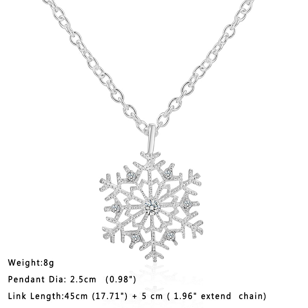 2022 New Fashion lady Crystal Snowflake Zircon Flower Christmas Necklaces &amp; Pendants Jewelry for Women Sweater necklace - Executive-Skincare