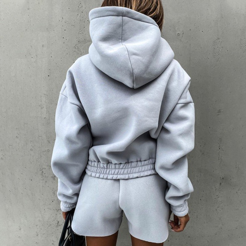 Summer Women&#39;s Letter Print Hooded Tracksuit Two Piece Set Female Sweatshirt Shorts Set 2021 Autumn Streetwear Soft Ladies Suits - Executive Quality Store