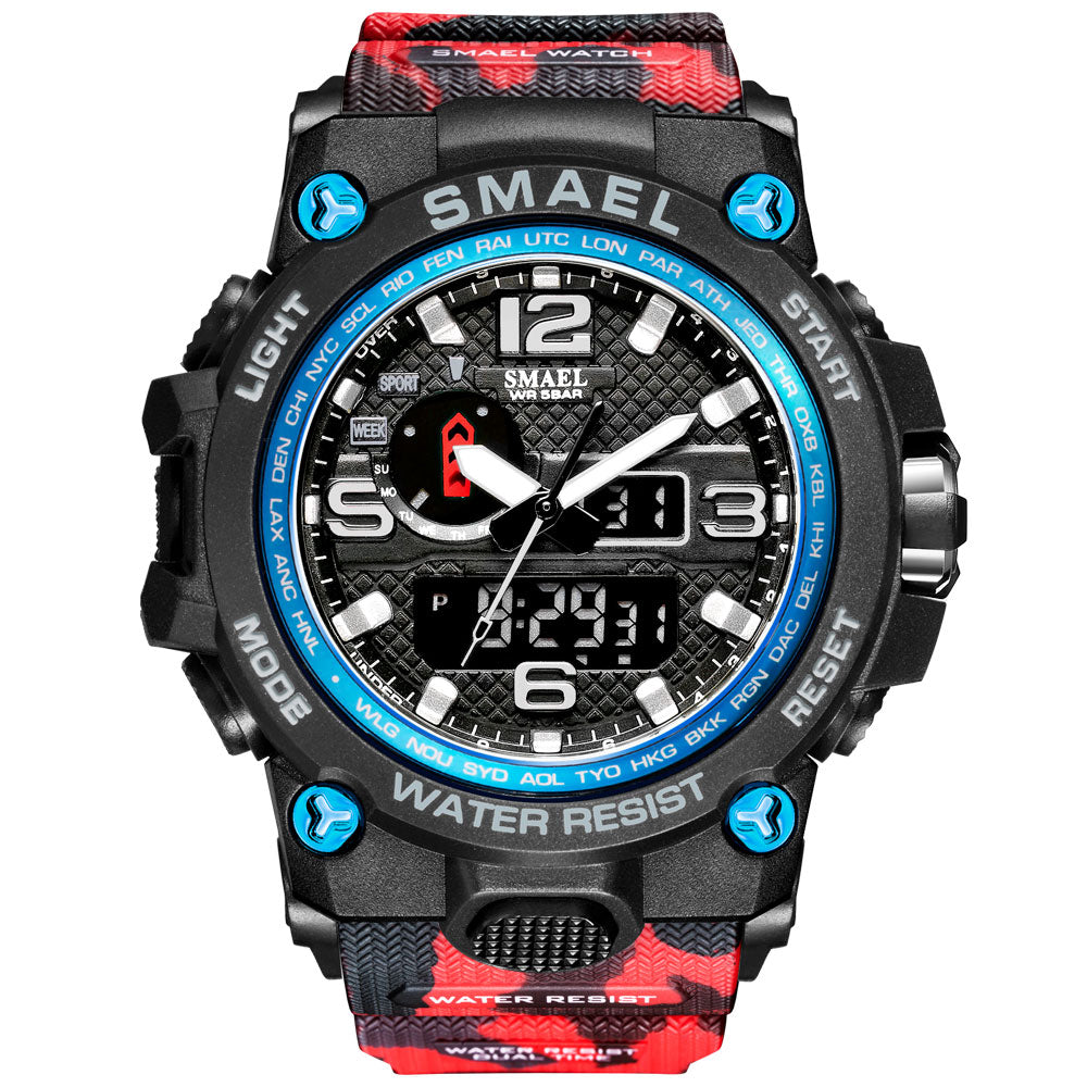 SMAEL Watches For Men 50M Waterproof Clock Alarm reloj hombre 1545D Dual Display Wristwatch Quartz Military Watch Sport New Mens - Executive-Skincare