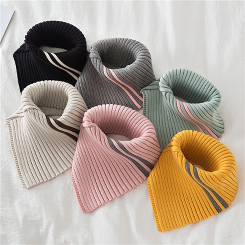 Autumn Winter Women&#39;s Scarf Wild Warm Protect Cervical Spine Stretch Knitted Fake Collar Wool High Neck Pullover Bib Female U18 - Executive-Skincare