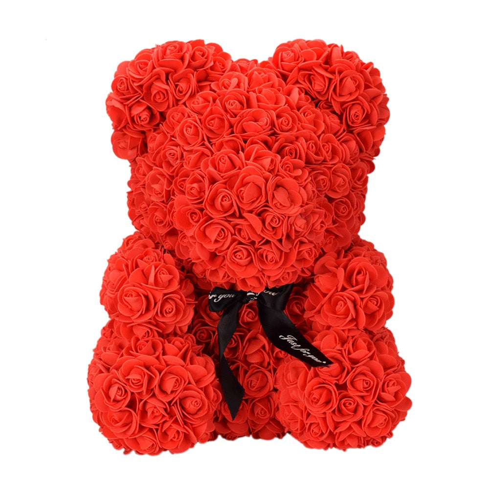 40cm Rose Bear Heart Artificial Flowers Red Rose Bear For Women Valentine&#39;s Wedding Birthday Christmas Gift Home Decoration - Executive-Skincare