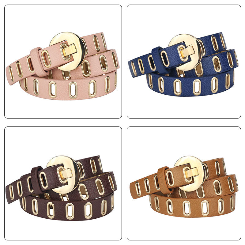 Maikun New Grunge Women Belt Adjustable Hole Grunge Punk  Belts for Women Alloy Pin Buckle Leather Belt for Pants Dresses - Executive-Skincare