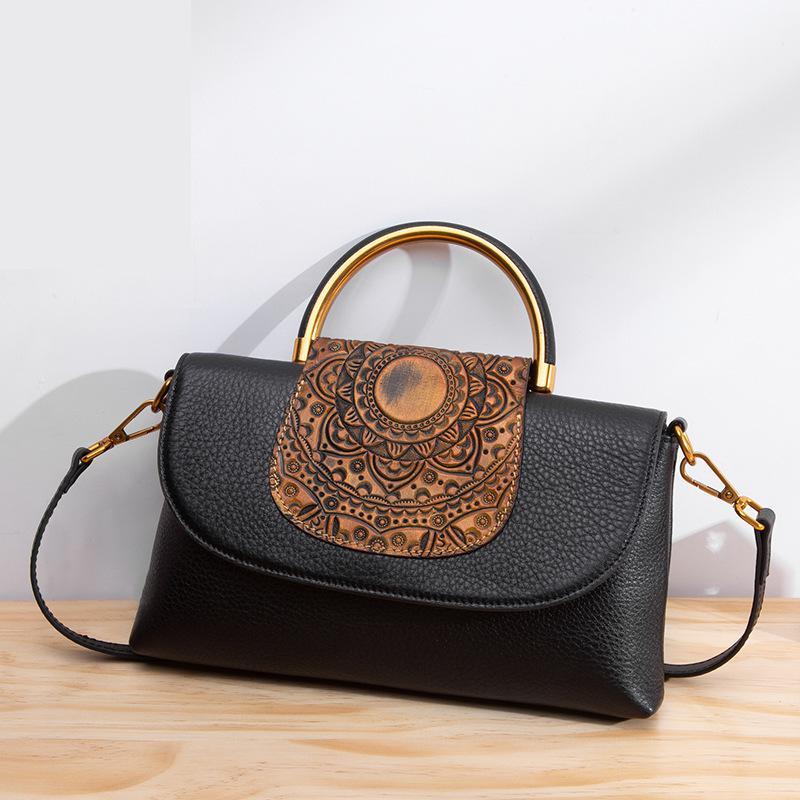 MOTAORA Vintage Women Bag Luxury Genuine Leather Shoulder Bags For Women Handmade Embossed Small Flap Bag Ladies Handbag Female - Executive-Skincare