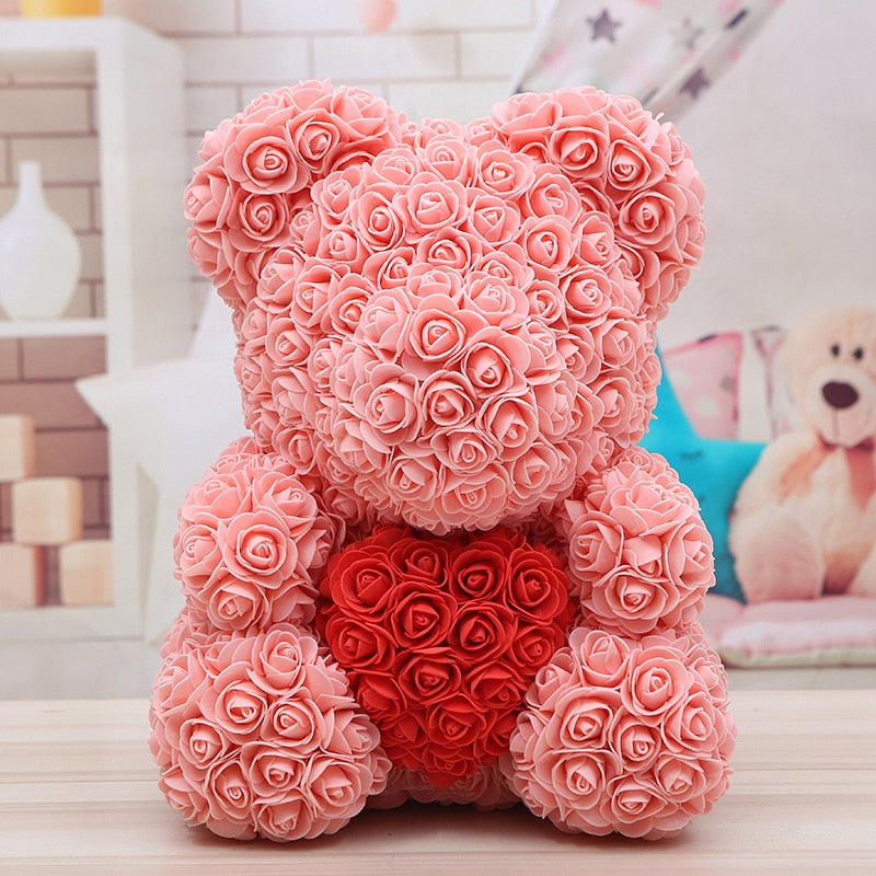 25/40CM Teddy Rose Bear Artificial Flowers Rose Bear for Women Valentines Day Wedding Birthday Christmas Gift Box Home Decor - Executive-Skincare