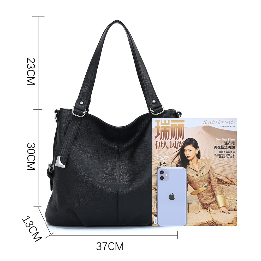 Zency Genuine Leather Bags For Women Simple Classic Shoulder Bag Large Commute Soft Crossbody Tote Handbag Female High Quality - Executive-Skincare