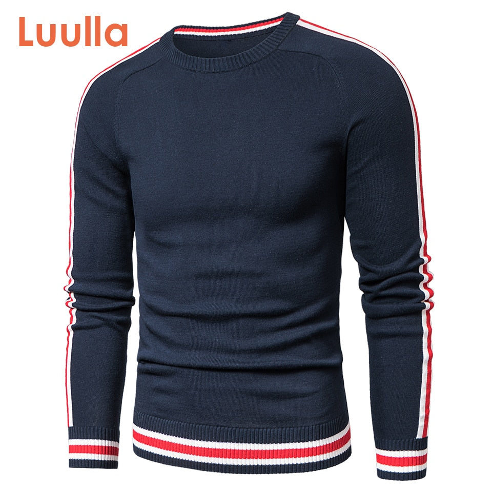 Luulla Men 2022 Autumn Casual Knitted 100% Cotton Striped Sweaters Pullover Men Winter New Fashion Classic O-Neck Sweaters Men - Executive-Skincare