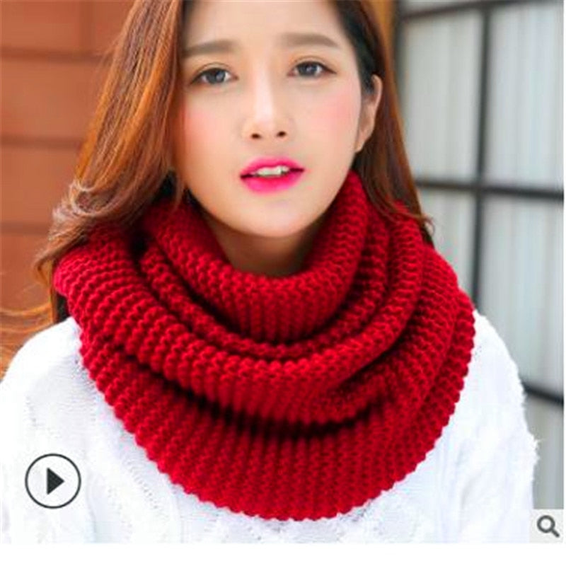 Winter new han edition scarves knitting wool collar woman with thick warm pure color 2 trap head scarf CN009 - Executive-Skincare