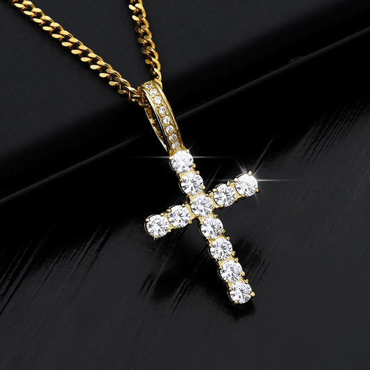 2020 New Crucifix Christian Crystal Pendant Necklace for Women Choker Hip Hop Jewelry Stainless Steel Creative Couple Gift - Executive-Skincare