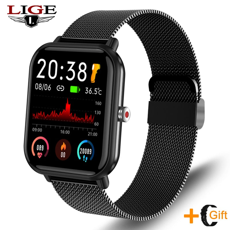 LIGE 2022 New Smart watch Ladies Full touch Screen Sports Fitness watch IP67 waterproof Bluetooth For Android iOS Smartwatch Men - Executive-Skincare