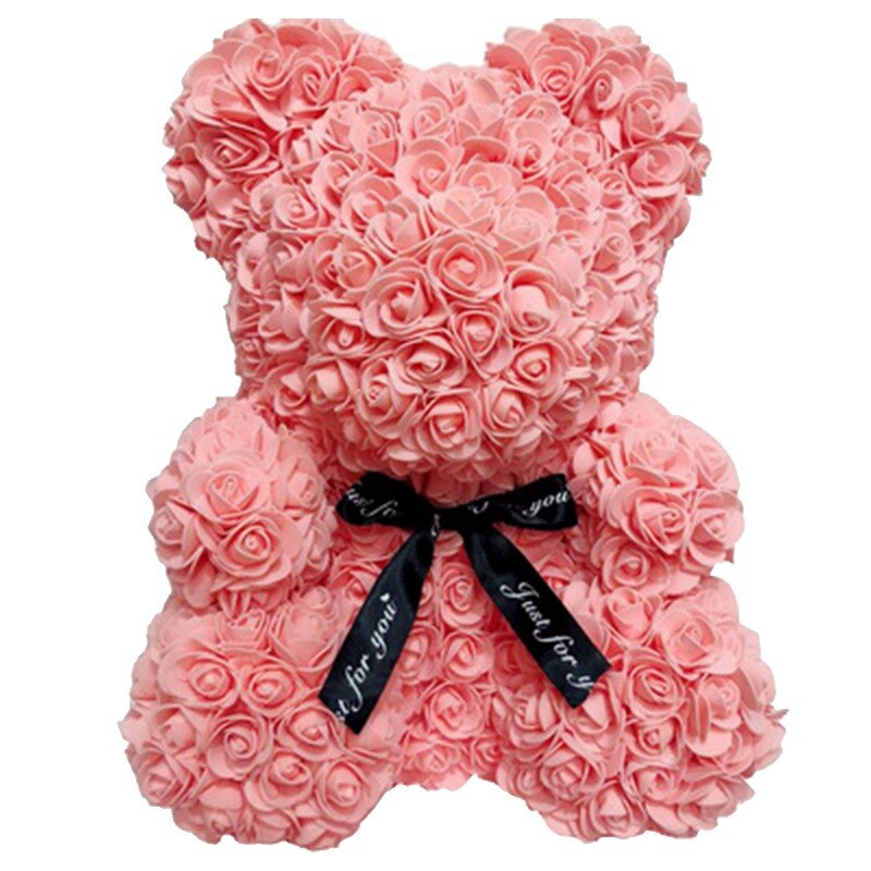 25cm Rose Bear Valentines Day Red Rose Teddy Bear Rose Flower Artificial Decoration Christmas Gifts Women Valentines Gift - Executive-Skincare