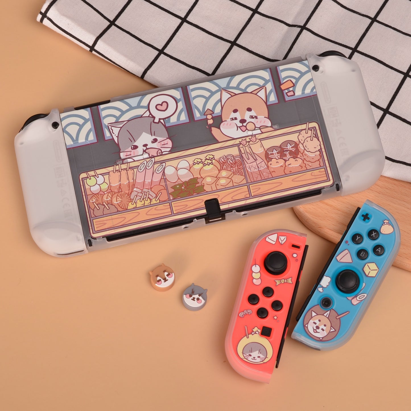 pawdiary switch oled case switch oled case matter finish oden kanto cooking nintendo switch oled tpu case cat dog - Executive-Skincare