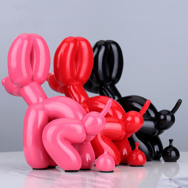 Creative Poop Balloon Dog Statue Home Decoration  Modern nordic Cute Animal Resin Art Sculpture Crafts Desktop Decors Ornaments - Executive-Skincare