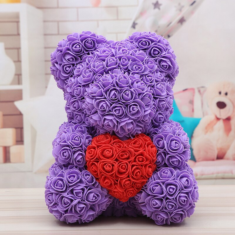 25/40CM Teddy Rose Bear Artificial Flowers Rose Bear for Women Valentines Day Wedding Birthday Christmas Gift Box Home Decor - Executive-Skincare