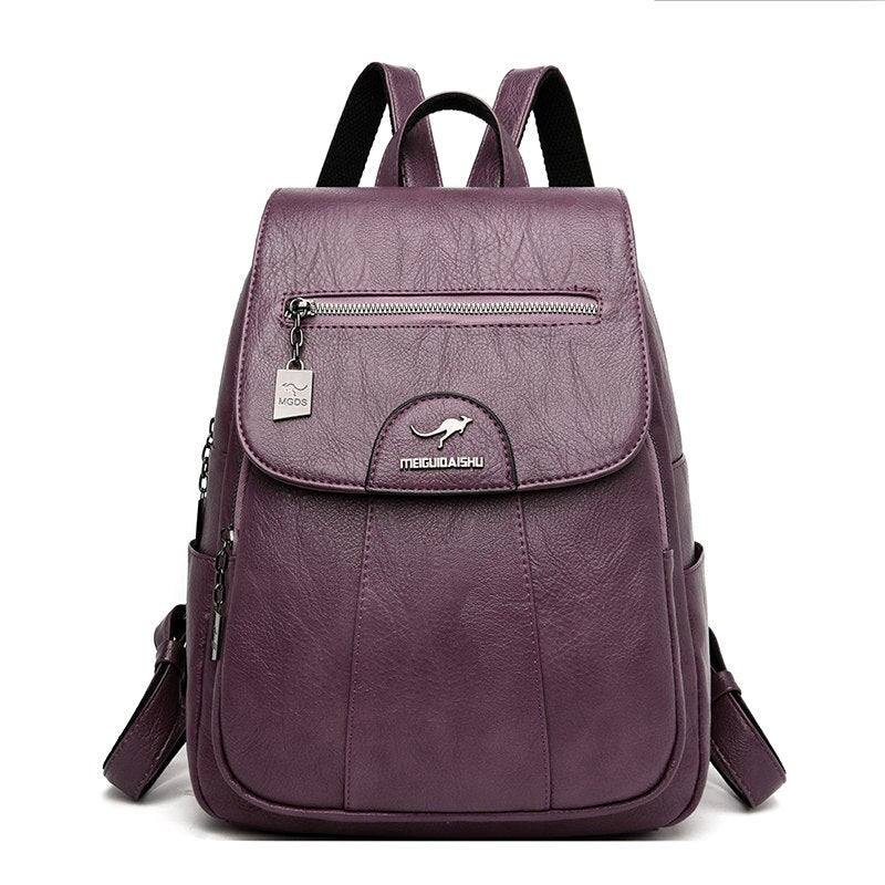 High Quality Leather Backpack Women Large Capacity Travel Backpack Fashion School Bags Mochila Shoulder Bags for Women 2022 New - Executive-Skincare