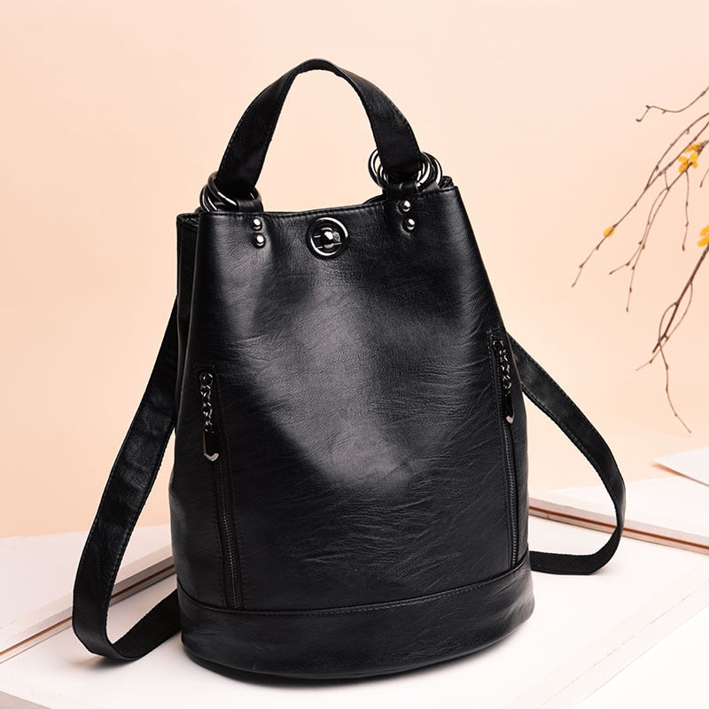 Casual Large-Capacity School Bags Girl Soft Leather Women&#39;s Backpack Fashion Travel Backpack Ladies Designer Backpacks 2021Sac - Executive-Skincare