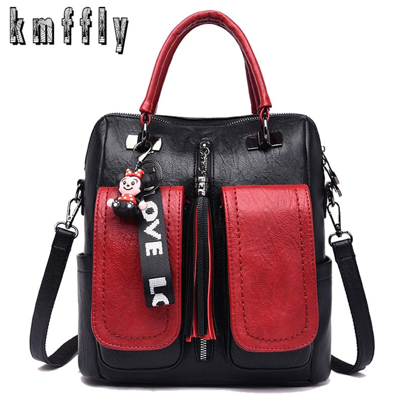 2020 Women Backpacks Soft Leather Lady Travel Backpack School Bags for Teenage Girls Multifunction Women Shoulder Bags Mochilas - Executive-Skincare