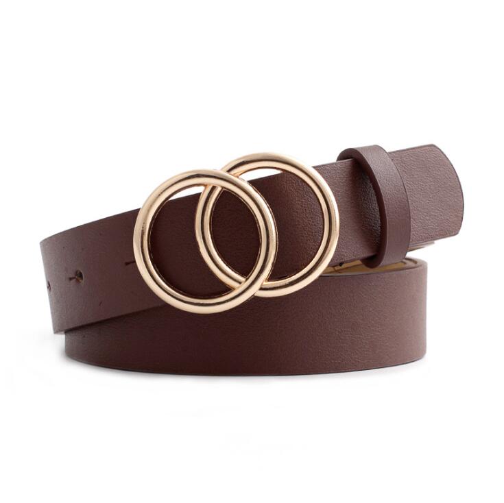 Double Ring Women Belt Fashion Waist Belt PU Leather Metal Buckle Heart Pin Belts For Ladies Leisure Dress Jeans Wild Waistband - Executive-Skincare