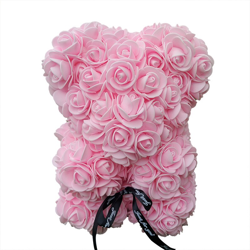 HOT Dorpshipping 25cm Teddy Dolls Rose Bear Valentine&#39;s Day Gift for Women Girlfriend Artificial PE Flower Wedding Party Decor - Executive-Skincare