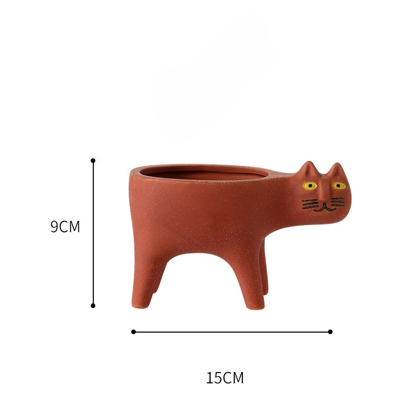 Cartoons Cat Flowerpot Animal Ceramic Flowerpot Cute Vase Cactus Succulent Plants Potted  Flower Arrangement Home Decoration - Executive-Skincare