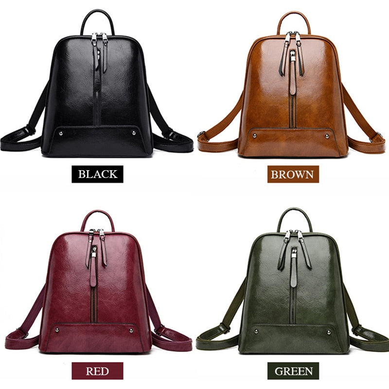 Women Leather Backpack Fashion Backpack Purse Female Travel Shoulder Bag Large Capacity School Bags for Teenage Girl Sac a Dos - Executive-Skincare