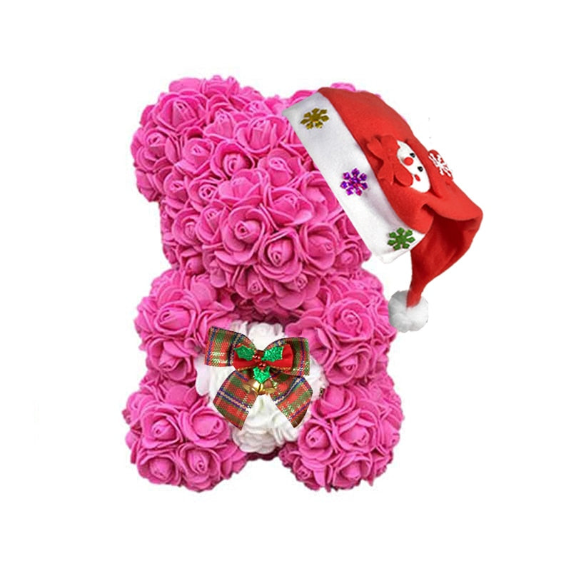 Christmas Gift for Kids&amp;women Artificial PE Rose Teddy Bear of Roses with Crown Valentine&#39;s Day Wedding Love Xmas Gifts for Girl - Executive-Skincare