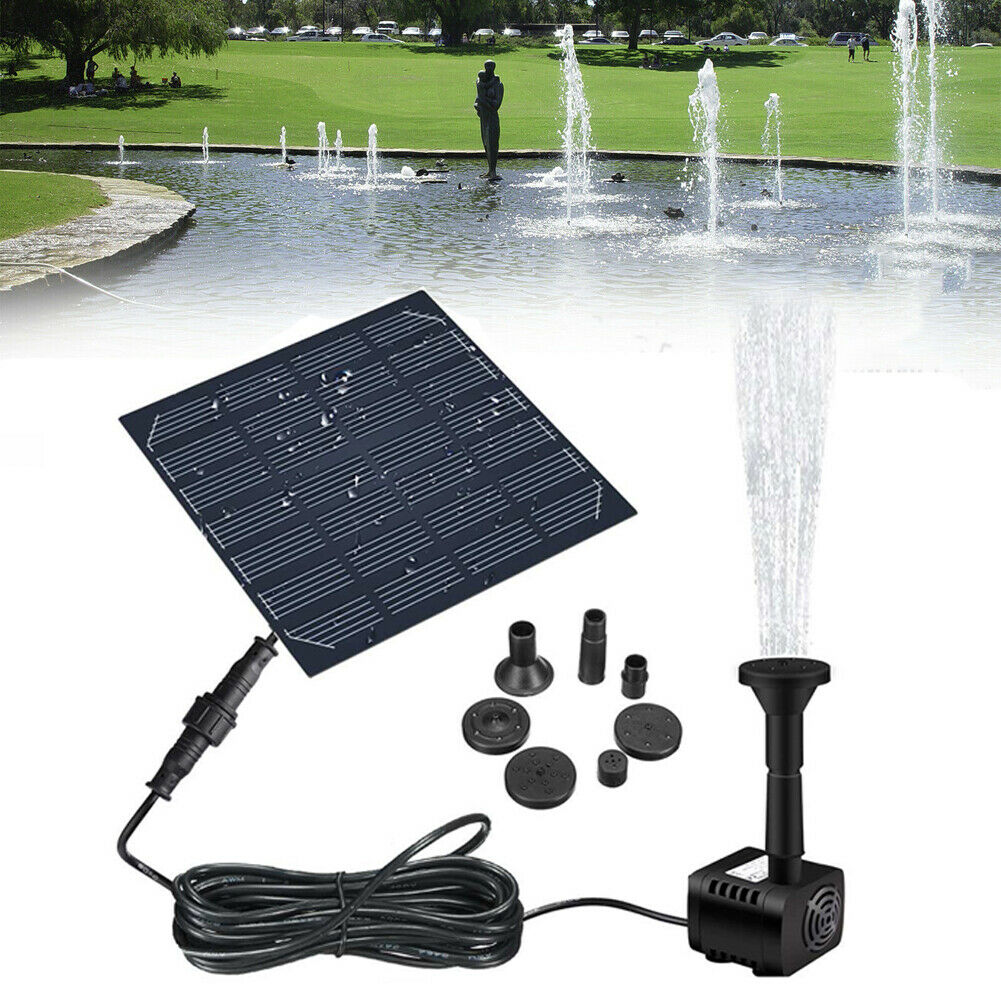 Solar Panel Powered Water Fountain Pool Pond Garden Water Sprinkler Sprayer with Water Pump &amp; 3 Spray Heads - Executive-Skincare