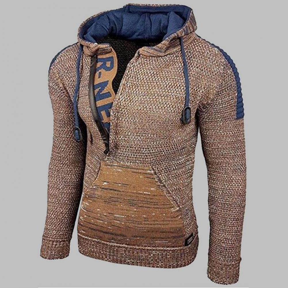 Men Sweaters Knitted Winter Autumn Plus Size Vintage Hooded Zipper Warm Pullovers Tops Casual Long Sleeve Slim Knitwear Harajuku - Executive-Skincare