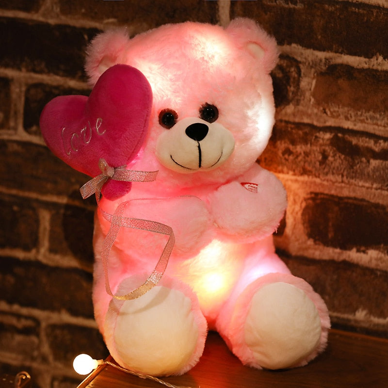 1pc 25-30cm Cartoon Animal Plush LED Lightning Toys Stuffed Soft Lovely Teddy Bear Unicorn Dog Dolls Kids Girls Birthday Gift - Executive-Skincare